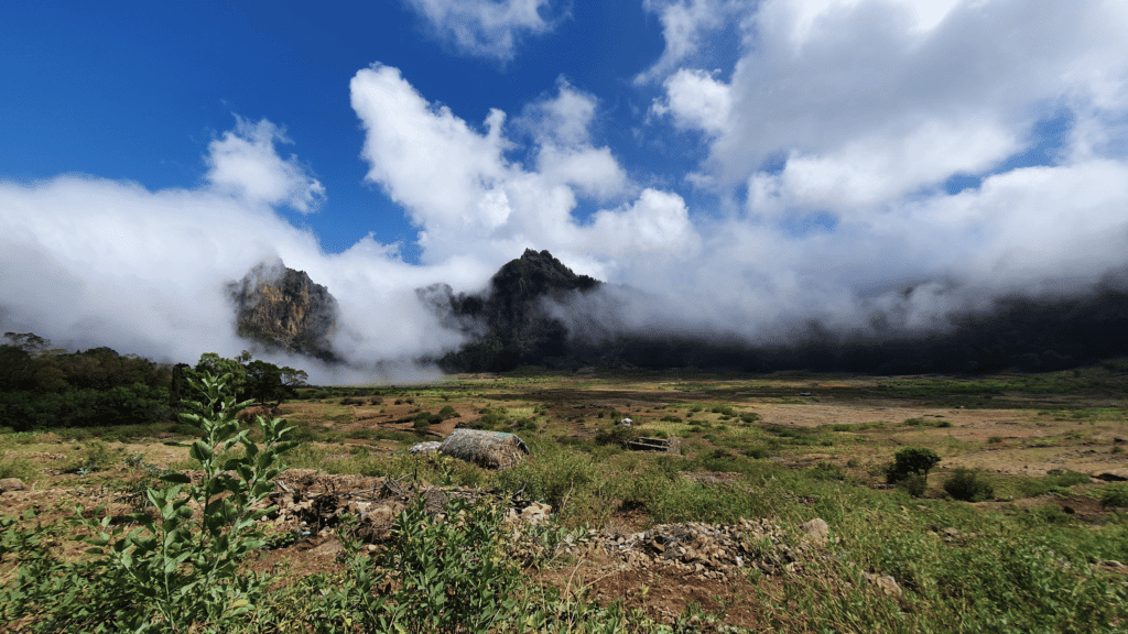 Clouds whisk in between the many mountains of Santo Antão