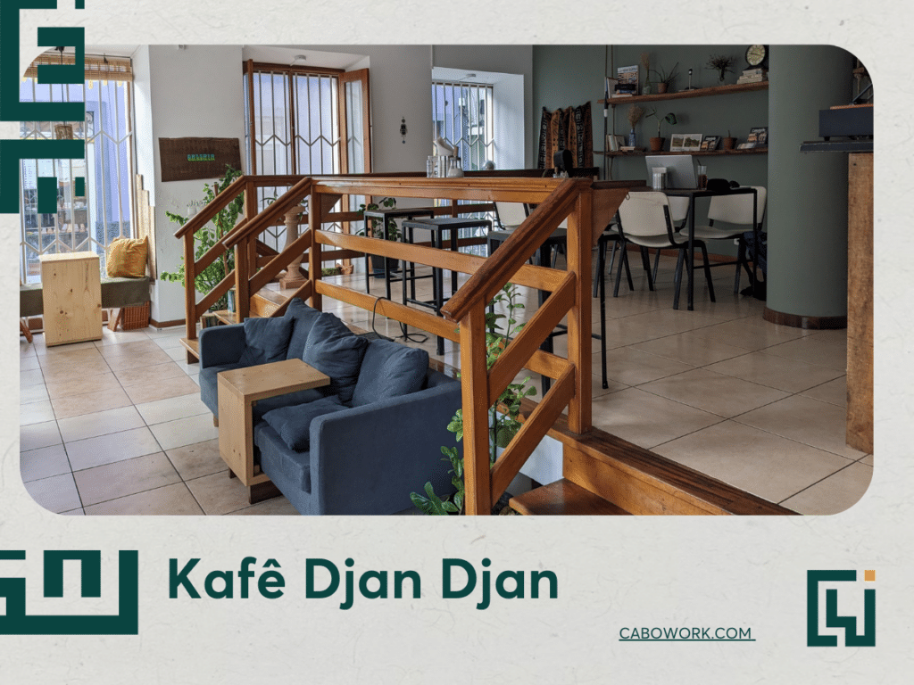 O Kafê Djan Djan é um local agradável para tomar uma bebida fresca enquanto trabalhas, quer sejas português ou inglês.