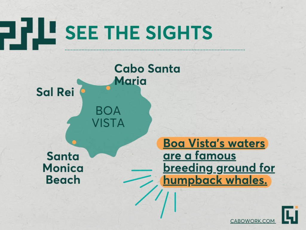A map showing some important locations in Boa Vista Cape Verde.
