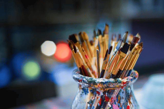 brushes, painter, work shop