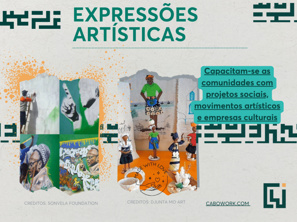 As expressões artísticas em Cabo Verde são, na sua maioria, projetos sociais que capacitam as comunidades e a população.